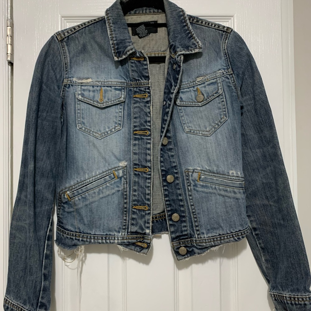 POLO JEANS CO RALPH LAUREN DISTRESSED FRAYED DENIM JACKET